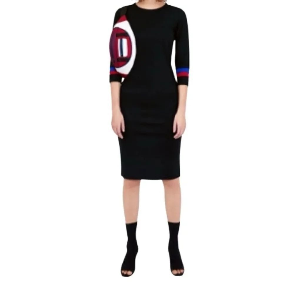 ZARA Trafaluc Bodycon pencil midi Dress 3/4 Sleeve Black size large